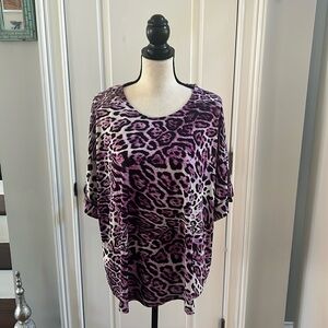 NWOT Dear Scarlett purple & black animal print oversized tunic, sz L